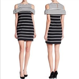 Vince Camuto striped cold shoulder dress in EUC